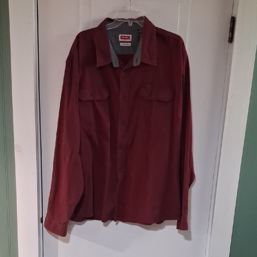 Wrangler Men's Burgundy Button-Front Shirt Jacket